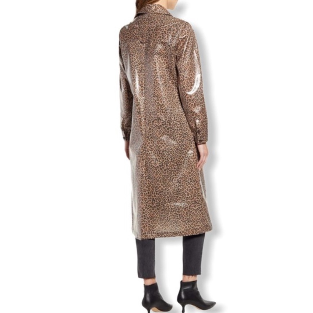 Something Navy Leopard Print Trench Coat Small - Picture 3 of 9
